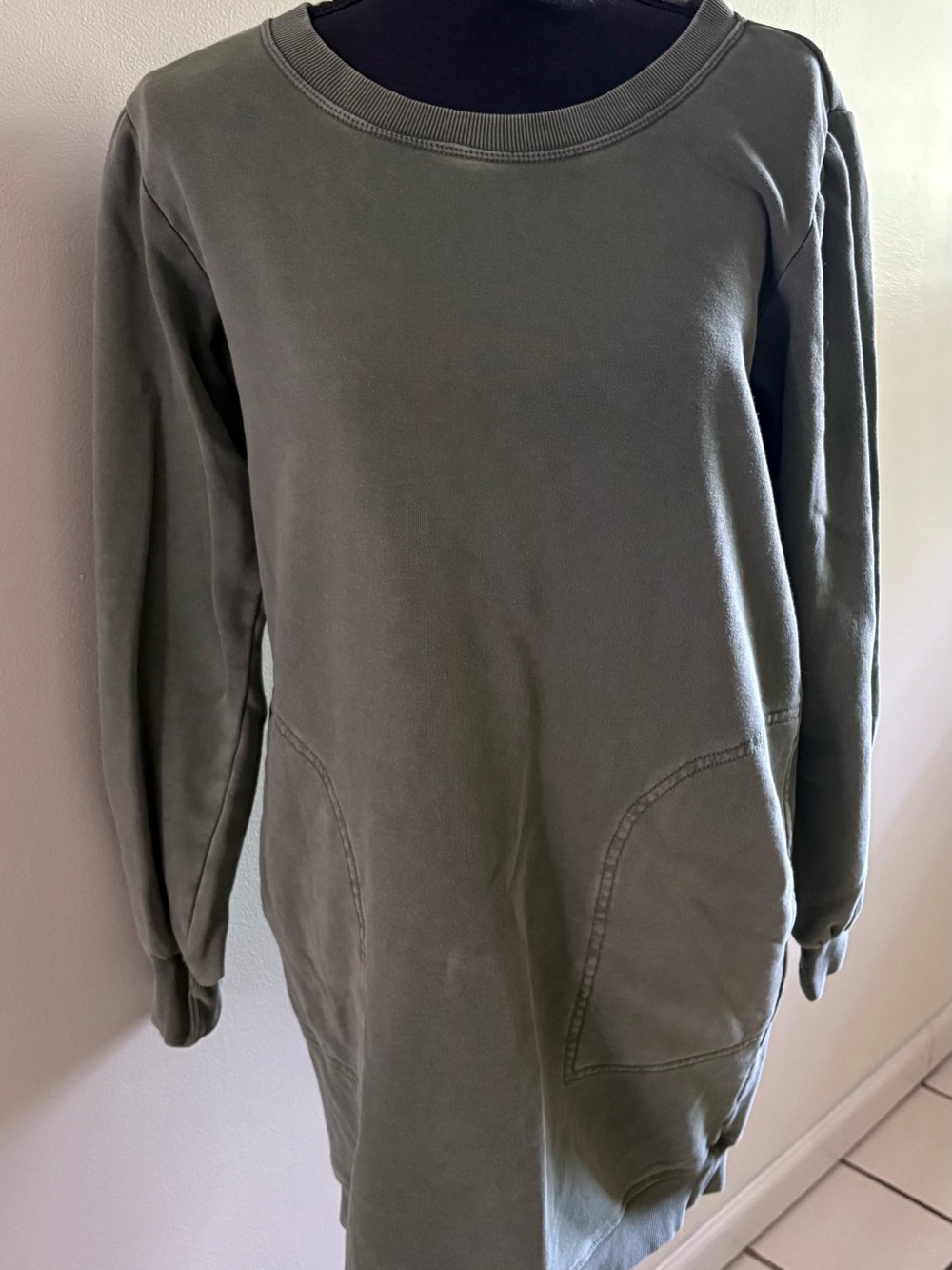 Daily Practice Olive Green Crewneck Sweater Dress